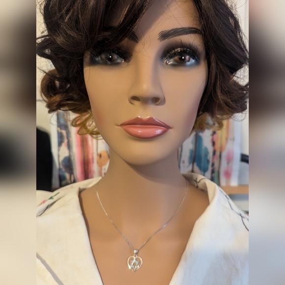 Pendant--Sterling Silver Heart inset with Star of David in Blue Topaz CZ - Picture 2 of 6